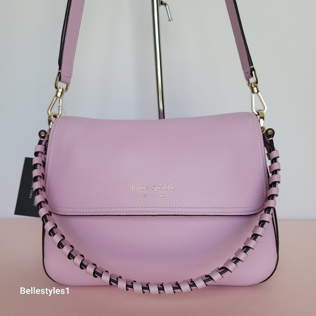 Kate Spade Hudson Pebbled Leather Medium Flap Convertible Shoulder Bag-Lav Fst